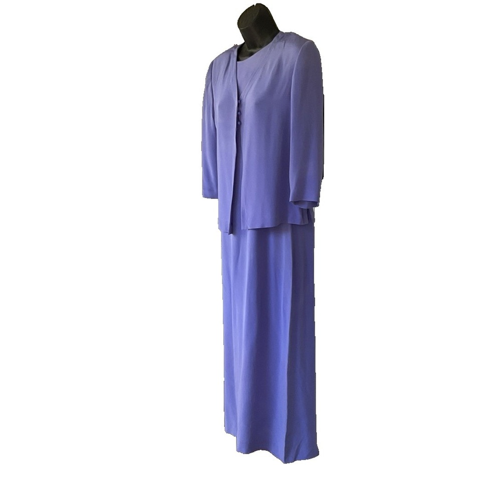 NWT Cold Water Creek 100% Silk Purple Jacket & Maxi Dress Set Sz XL